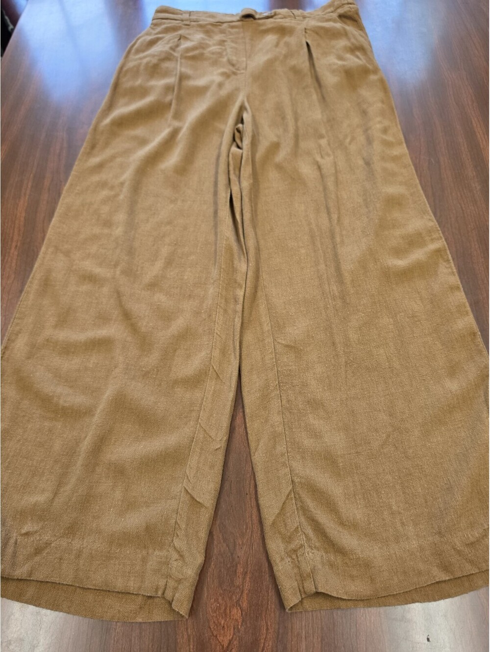 Jules & Leopold M Tan Linen Blend Wide Leg Pants Elastic Waist Boho Coastal